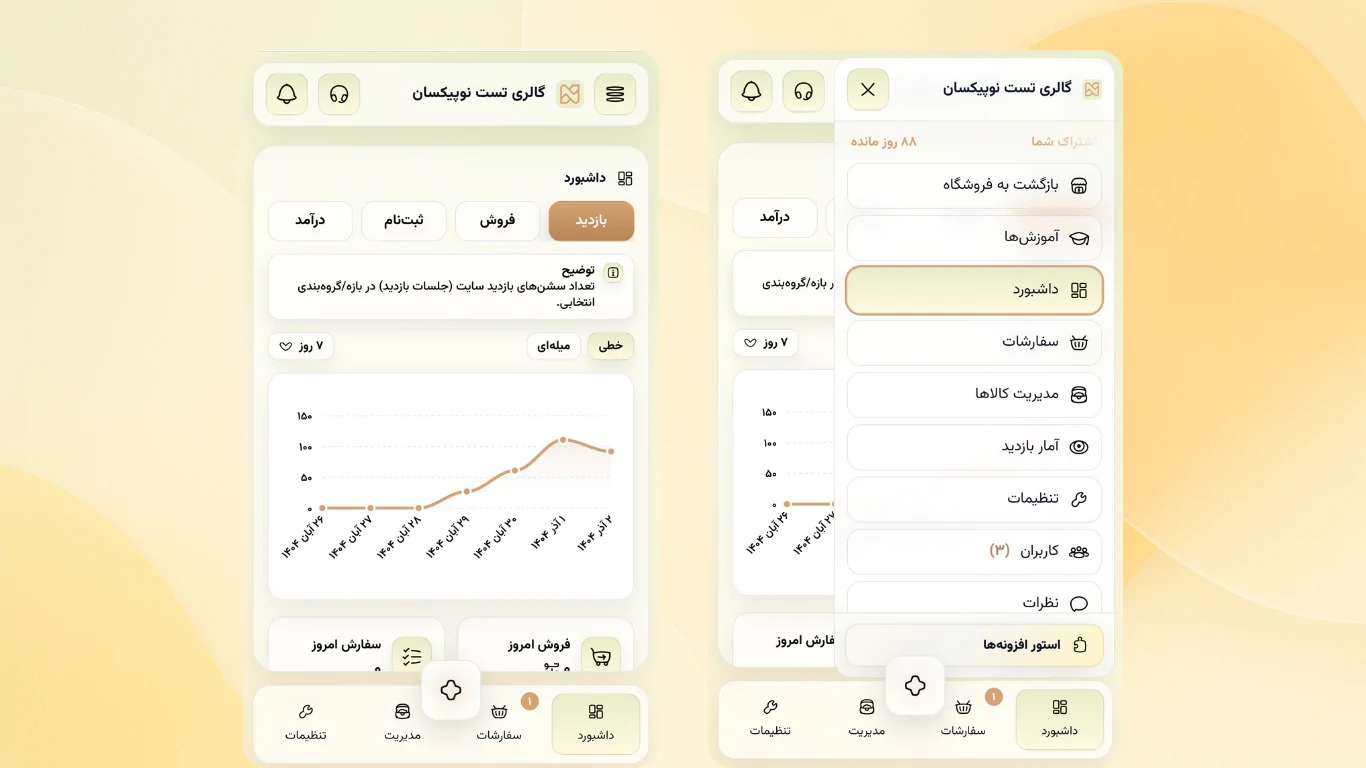 پنل مدیریتی اختصاصی برای هر گالری